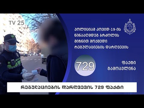 კოვიდშეზღუდვების დარღვევის 729 ფაქტი